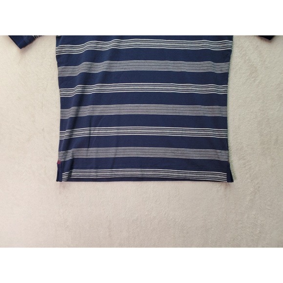 Canterbury of New Zealand Polo Shirt Men Small Navy Striped Cotton Slit Collared - Picture 3 of 9